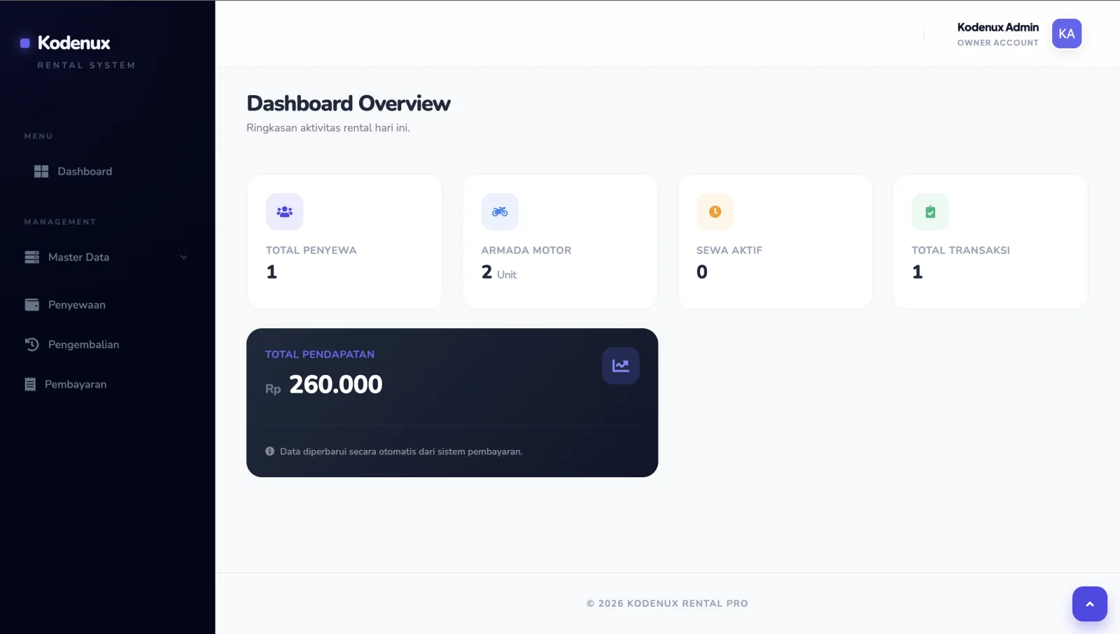 Sistem Rental Motor Laravel – Source Code Siap Pakai